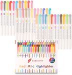 MAIKEDEPOT Assorted Colors Highlighters, Pastel Highlighter Real Mild Markers Dual Tip Highlighter Markers Chisel and Fine Tips for Coloring, Underlining, Highlighting (35colors)