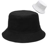 Malaxlx Black White Bucket Hat for Women, Summer Travel Beach Outdoor Sun Hat Reversible Double-Side-Wear