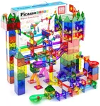 PicassoTiles Marble Run 120 Piece Magnetic Building Blocks Magnet Tile Construction Toy Playset STEM Learning Educational Block Child Brain Development Kids Toys for Boys and Girls Age 3 and Up