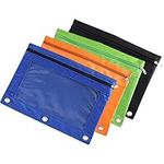 Operitacx 4 Pack 3 Ring Binder Pencil Pouches, 3 Rings Binder Pouch with Clear See, 4 Color Zippered Pencil Case 3 Ring Pencil Pouches for Students Storing School