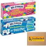 Mr Freeze Ice Pops - Naturally Flavoured Ice Lollies - Blue Raspberry & Sour Flavour Vegan Friendly Freeze Pops, 20 x 45 ml