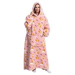 JOREAY Extra Long Oversized Blanket Hoodie, Adult Women Snuggle Fleece Wearable Blanket, Fluffy Giant Hooded Sweatshirt for Teens