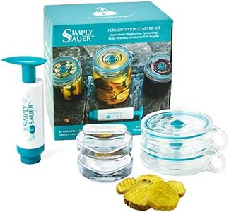Fermentology Simply Sauer Fermentation Starter Kit - Fits Wide Mouth Mason Jars - Supplies Include Weights, Lids, Pump
