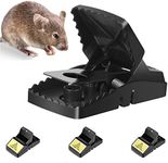 Trisiki 4 Pack Upgraded Rat Trap, Mouse Trap for Various Sizes of Rodents, High Sensitive Large Snap Trap that kills instantly, Reusable Heavy Duty Trap for Indoors & Outdoors, Big Size, Black