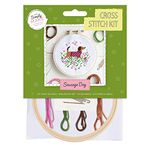 Simply Make Cross Stitch Kit - Sausage Dog Design for Kids and Adults, Including Hoop, Embroidery Thread, Fabric and Needle - Perfect for Adult Crafts and Beginners - Starter Cross Stitch Craft Kit