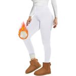 TNNZEET Fleece Lined Leggings Women UK High Waisted Thermal Leggings Womens in Winter (White,M)