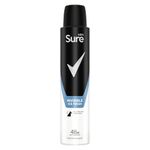 Sure Men Invisible Ice Fresh Anti-Perspirant Aerosol Men's Deodorant that protects against white marks and yellow stains for 48 hour protection against sweat and odour 6x 200 ml