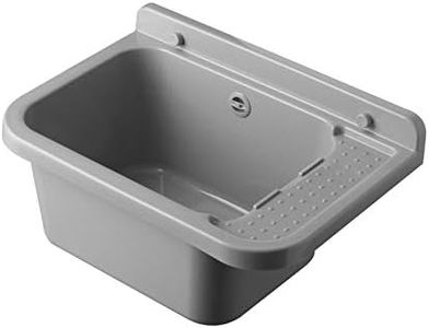 Negrari AM2051G Wall Sink in Resin, Weather Resistant, Supplied with Fixing Kit and Drain Kit, for Outdoor 50 x 34 x 21 cm, Concrete Grey