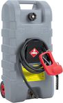 Fuel Caddy 15 Gallon Portable Gas Storage Tank with LE Fluid Transfer Siphon Pump, Durable High-Density Polyethylene, Leak-Proof Brass Shut-Off Valves, Easy Transport with Wheels and Handle