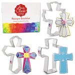 Ann Clark Cookie Cutters 3-Piece Cross Cookie Cutter Set with Recipe Booklet, Holy Cross, Extra Large Cross, Fancy Cross