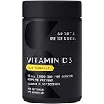 Sports Research Vitamin D3 1,000 IU with Coconut Oil - Vitamin D for Healthy Bones, Teeth, and Maintenance of Good Health - Non-GMO, Gluten & Soy Free - 360 Liquid Softgels