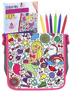 PURPLE LADYBUG Color Your Own Bag with 6 Markers Craft Set - Unique Mermaid Crafts for Girls Ages 6-8 & Mermaid Gifts for Girls, Craft Kits for Girls Ages 6-8, Christmas Gifts