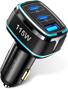 2024 Upgraded USB C Car Charger, 3-Port Total 115W Super Fast Car Laptop Charger with 2 USB-C (PD 65W & 20W) + 1 USB-A QC 30W for iPhone 15/14/13, MacBook/Dell/Thinkpad/HP Laptop, iPad, Samsung S22/21