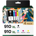 iNKPAD 910XL Ink Cartridges Color Combo Pack (4-Pack) Replacement for HP Printer 910xl 910 XL High Yield, Compatible with OfficeJet Pro 8025 8035 8028 8020 8022 Printer (Black, Cyan, Magenta, Yellow)