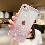 ZTUOK Compatible with iPhone 7/8/SE 2020 Case for Women Girls,Silicone Gel Shockproof Clear Sparkly Bling Stars Phone Case Glitter Cover for iPhone 7/8/SE 2020 - Pink