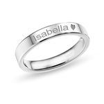 Silver Style Personalised Customised 925 Sterling Silver Engraved Outside Massage Name Band Finger Ring For Women And Girls(size,14)