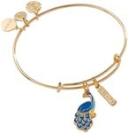 Alex and Ani Expandable Bangle Bracelet, Bird And Animal Charms, Shiny Finishes, 2 To 3.5 In, One Size, Brass, no gemstone