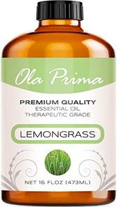 Ola Prima Oils - Lemongrass Essential Oil (16oz Bulk) for Aromatherapy, Diffuser, Cleaning, Skin & Hair Health, Relaxation - Lemongrass Essential Oil for Soap Making & Candle Making - Lemongrass Oil