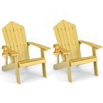 ORALNER Outdoor Adirondack Chair with Cup Holder, Set of 2 Plastic Resin Outdoor Deck Chair, 380 LBS Capacity, for Patio, Backyard, Porch, Balcony, Poolside, Garden, Lawn, Firepit (2, Yellow)