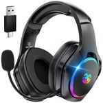 Tatybo Wireless Gaming Headset for Ps4, Ps5, PC - 2.4GHz Gaming Headphones，7.1 Surround Sound Headset with Detachable Noise Canceling Microphone,40h Battery Life