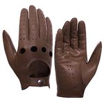 Harssidanzar Men's Leather Driving Gloves, Soft Unlined Gloves, GM026CA, Saddle, Size S