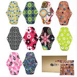 Zcoins 10PCS 10 Inch Reusable Sanitary Pad Charcoal Bamboo Cloth Mama Menstrual Sanitary Nappy Towel Pad Panty Liner