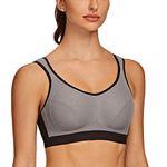 AGONVIN Sports Bras for Women High Impact Plus Size Support Wirefree Running Control Grey 34F