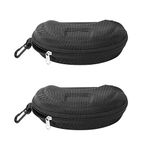 Heshebuy 2 Pcs EVA Glasses Case, Zipper Hard Sunglasses Cases Portable Travel Eyeglasses Cases with Plastic Hook (Black)