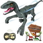 Remote Control Dinosaur Toys for Boys Kids Girls 3 4 5 6 7 8 Years Old 2.4Ghz Electronic RC Robot Toy LED Lightup Walking Roaring Velociraptor Jurassic Dino Rechargeable Raptor Birthday Gifts …