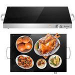 COSTWAY Large Food Warming Tray, Adjustable Temperature Electric Buffet Server Food Warmer with Cool-Touch Handle & Non-Slip Feet, Stainless Steel Dish Hot Plate for Table Countertop (64x38x6.5cm)