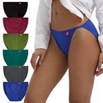 INNERSY Women's High Leg Cut Knickers Cotton Ladies Underwear Mid Rise Sports Panties Multipack 6 (8, Dark Multicolour)