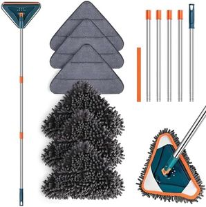 Wall Cleaner Mop with Long Handle, 360° Rotatable Wall Mop, 85“ Baseboard Cleaner Tool Duster for Wall Washer Cleaner Tool for Walls/Dust/Ceiling Fans/Baseboard/Floors