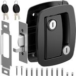 WELLUCK RV Door Lock Replacement with Paddle Deadbolt, 100% Metal Camper Door Latch Handle Lock, RV Entry Door Lock for Camper Horse Travel Trailer Cargo Hauler, Black, Not Key Alike Black