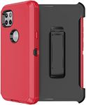 RubCase Motorola One 5G Ace Case, Moto One 5G Ace Case, with Belt Clip Holster, 2 Pack Screen Protector, Military Grade Shockproof Protective Case for Motorola Moto One 5G Ace (Red)