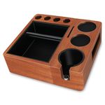 Espresso Tamping Station and Knock Box,Multifunction Espresso Station,Tamper Station Fit for Storage 51-58mm Espresso Tamper,Distributor,Portafilter & Puck Screen Accessories,Wooden Tamping Station