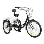 SHZICMY 24'' Adult Folding Tricycle 7 Speed Cruiser Trike Bicycle 3-Wheel Bike Pedal Cycling Bike with Shopping Basket 3-Wheel Senior Cruise Trike Adjustable for Shopping Outdoor Sports Picnic