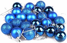APSAMBR® -Christmas Set of 24 Mini Shatterproof Christmas Balls Tree Ornaments Party Decoration, 3cm/1.18'' (Blue)