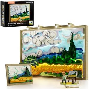 Lumibricks Wheat Field with Cypresses Building Blocks Set with Lights - 3D Wall Art Home & Office Decor - Gift for Adults & Visual Art Lovers