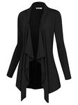 Lock and Love LL WSK2105 Women's Clothes Drape Front Open Cardigan Long Sleeve Irregular Hem S-5XL Plus Size Made in USA L Black