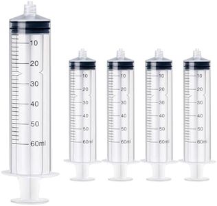 4 Pack 60ml Plastic Luer Lock Syringe, Measuring Syringe Individually Sealed for Scientific Labs, Measuring Liquids, Feeding Pets, Watering Plants, Oil or Glue Applicator (60ml, 4, Plastic)