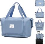 Handcuffs Polyester Large Capacity Foldable Travel Bag Carry-On Tote Duffle Bag Gym Workout Shoulder Bag (Blue), 40 Centimeters