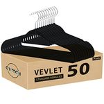 GVTECH Premium Velvet Hangers, [50 Pack] Non Slip and Heavy Duty Velvet Suit Hangers (45cm) with Tie Bar, 360° Swivel Hooks, Sturdy to hold Jumper, Pullovers, Jackets & Hoodies (Black)