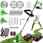 Strimmer Garden Strimmer with Blades, Cordless Strimmer, Electric Telescopic Brush Cutter, Grass Trimmer with 2 x 24V 2.0mAh Batteries, Suitable for Gardens, Villas, Lawns