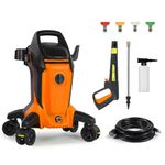 2500 PSI Electric Pressure Washer, High Power Washer Machine with 4 Wheels and Connect Spray Nozzles and Detergent Tank for Cleaning, Cars, Decks, Driveways, Patios