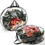 Hedume 2 Pack Wreath Storage Bag, 30" X 8" Clear Everyday Bag, Christmas Wreath Storage Container with Dual Zippered and Reinforced Handle for Holiday Seasonal Wreath Garland