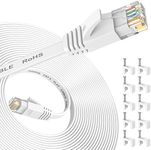 Ethernet Cable 25 ft/7.6m, Cat 6e/Cat6 Ethernet Cable High Speed with Network Patch Cords, LAN Cable Clips with Rj45 Connector for Router Modem Faster Than Cat 5e/Cat 5-White