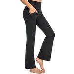 GymCope Flare Leggings for Women, High Waist Bootcut Yoga Pants with 4 Pockets, Tummy Control and Non-See-Through Dress Pants(Black, Large)