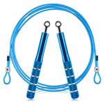 PACETAP Jump Rope, Adjustable Steel Wire Skipping Rope, Workout for Double Unders, Cross Fitness, Boxing, Exercise, Professional Speed Rope with Swivel Ball Bearing for Men & Women - Blue