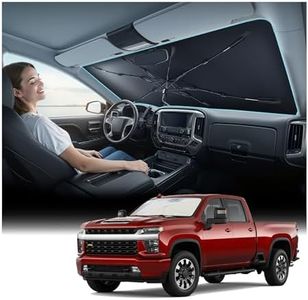 Nmoiss Windshield Sun Shade Umbrella for GMC Silverado - [Vinyl Coating Heat Shield] Protect Car from Sun Rays & Heat Damage Keep Cool and Protect Interior, Spring Structure Edge