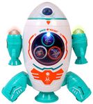 Toyshine Space Rocket Musical Toy with Moving Gears Flashing Lights and Rotation Feature, Toy for 2-5 Year of Old Boy Girl Birthday Present